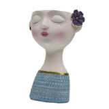 Maxbell Flower Vase Planters Flowerpot Bud Holder Living Room Human Head Statues Blue