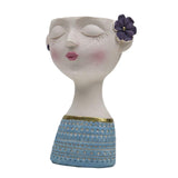 Maxbell Flower Vase Planters Flowerpot Bud Holder Living Room Human Head Statues Blue