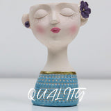 Maxbell Flower Vase Planters Flowerpot Bud Holder Living Room Human Head Statues Blue