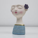 Maxbell Flower Vase Planters Flowerpot Bud Holder Living Room Human Head Statues Blue