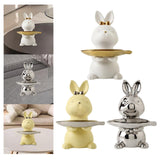 Maxbell Cartoon Rabbit Storage Tray Statue Animal Sculpture for Decor Ornaments Gift White