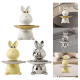 Maxbell Cartoon Rabbit Storage Tray Statue Animal Sculpture for Decor Ornaments Gift White
