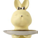 Maxbell Cartoon Rabbit Storage Tray Statue Animal Sculpture for Decor Ornaments Gift Yellow
