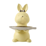 Maxbell Cartoon Rabbit Storage Tray Statue Animal Sculpture for Decor Ornaments Gift Yellow