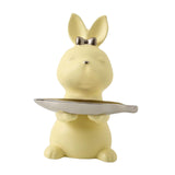 Maxbell Cartoon Rabbit Storage Tray Statue Animal Sculpture for Decor Ornaments Gift Yellow