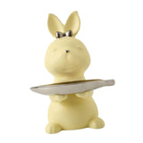 Maxbell Cartoon Rabbit Storage Tray Statue Animal Sculpture for Decor Ornaments Gift Yellow