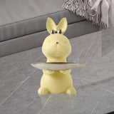 Maxbell Cartoon Rabbit Storage Tray Statue Animal Sculpture for Decor Ornaments Gift Yellow