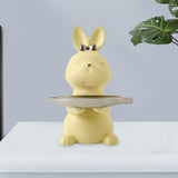 Maxbell Cartoon Rabbit Storage Tray Statue Animal Sculpture for Decor Ornaments Gift Yellow