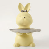 Maxbell Cartoon Rabbit Storage Tray Statue Animal Sculpture for Decor Ornaments Gift Yellow