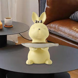 Maxbell Cartoon Rabbit Storage Tray Statue Animal Sculpture for Decor Ornaments Gift Yellow
