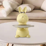 Maxbell Cartoon Rabbit Storage Tray Statue Animal Sculpture for Decor Ornaments Gift Yellow