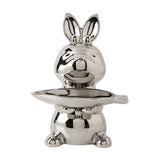 Maxbell Cartoon Rabbit Storage Tray Statue Animal Sculpture for Decor Ornaments Gift Silver