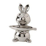 Maxbell Cartoon Rabbit Storage Tray Statue Animal Sculpture for Decor Ornaments Gift Silver