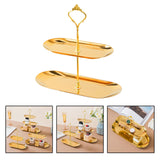 Maxbell Gold Plated Stainless Steel Jewelry Tray Dish for Glasses Vanity Bathroom Small 2 Tier