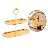 Maxbell Gold Plated Stainless Steel Jewelry Tray Dish for Glasses Vanity Bathroom Small 2 Tier