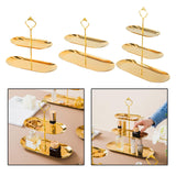 Maxbell Gold Plated Stainless Steel Jewelry Tray Dish for Glasses Vanity Bathroom Small 2 Tier