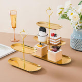 Maxbell Gold Plated Stainless Steel Jewelry Tray Dish for Glasses Vanity Bathroom Small 2 Tier