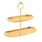 Maxbell Gold Plated Stainless Steel Jewelry Tray Dish for Glasses Vanity Bathroom Small 2 Tier