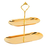 Maxbell Gold Plated Stainless Steel Jewelry Tray Dish for Glasses Vanity Bathroom Small 2 Tier