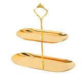 Maxbell Gold Plated Stainless Steel Jewelry Tray Dish for Glasses Vanity Bathroom Small 2 Tier