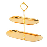 Maxbell Gold Plated Stainless Steel Jewelry Tray Dish for Glasses Vanity Bathroom Small 2 Tier