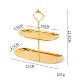 Maxbell Gold Plated Stainless Steel Jewelry Tray Dish for Glasses Vanity Bathroom Small 2 Tier