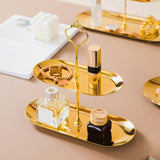 Maxbell Gold Plated Stainless Steel Jewelry Tray Dish for Glasses Vanity Bathroom Small 2 Tier