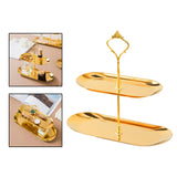 Maxbell Gold Plated Stainless Steel Jewelry Tray Dish for Glasses Vanity Bathroom Small 2 Tier