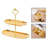 Maxbell Gold Plated Stainless Steel Jewelry Tray Dish for Glasses Vanity Bathroom Small 2 Tier