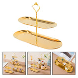 Maxbell Gold Plated Stainless Steel Jewelry Tray Dish for Glasses Vanity Bathroom Large 2 Tier