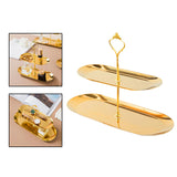 Maxbell Gold Plated Stainless Steel Jewelry Tray Dish for Glasses Vanity Bathroom Large 2 Tier