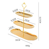 Maxbell Gold Plated Stainless Steel Jewelry Tray Dish for Glasses Vanity Bathroom 3 Tier