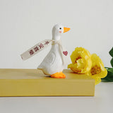 Maxbell Blessed Duck Figurine Animal Figure Statue for Office Home Decor Be Happy