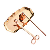 Maxbell 3Pcs Candle Accessory Set Candle Snuffer Candle Wick Trimmer Tray Rose Gold