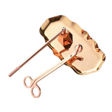 Maxbell 3Pcs Candle Accessory Set Candle Snuffer Candle Wick Trimmer Tray Rose Gold