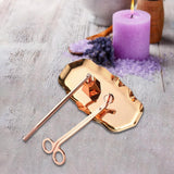 Maxbell 3Pcs Candle Accessory Set Candle Snuffer Candle Wick Trimmer Tray Rose Gold