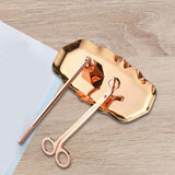 Maxbell 3Pcs Candle Accessory Set Candle Snuffer Candle Wick Trimmer Tray Rose Gold