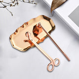 Maxbell 3Pcs Candle Accessory Set Candle Snuffer Candle Wick Trimmer Tray Rose Gold