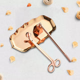 Maxbell 3Pcs Candle Accessory Set Candle Snuffer Candle Wick Trimmer Tray Rose Gold