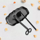 Maxbell 3Pcs Candle Accessory Set Candle Snuffer Candle Wick Trimmer Tray Black