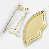 Maxbell Candle Accessory Set Wick Trimmer Wick Flame Snuffer Tray Gift Gold