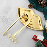 Maxbell Candle Accessory Set Wick Trimmer Wick Flame Snuffer Tray Gift Gold