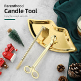 Maxbell Candle Accessory Set Wick Trimmer Wick Flame Snuffer Tray Gift Gold