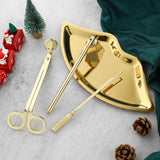 Maxbell Candle Accessory Set Wick Trimmer Wick Flame Snuffer Tray Gift Gold