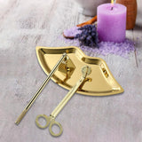 Maxbell Candle Accessory Set Wick Trimmer Wick Flame Snuffer Tray Gift Gold