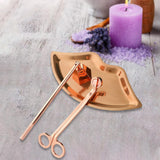 Maxbell Candle Accessory Set Wick Trimmer Wick Flame Snuffer Tray Gift Rose Gold