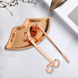 Maxbell Candle Accessory Set Wick Trimmer Wick Flame Snuffer Tray Gift Rose Gold