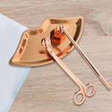 Maxbell Candle Accessory Set Wick Trimmer Wick Flame Snuffer Tray Gift Rose Gold
