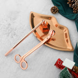 Maxbell Candle Accessory Set Wick Trimmer Wick Flame Snuffer Tray Gift Rose Gold