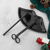 Maxbell Candle Accessory Set Wick Trimmer Wick Flame Snuffer Tray Gift Black